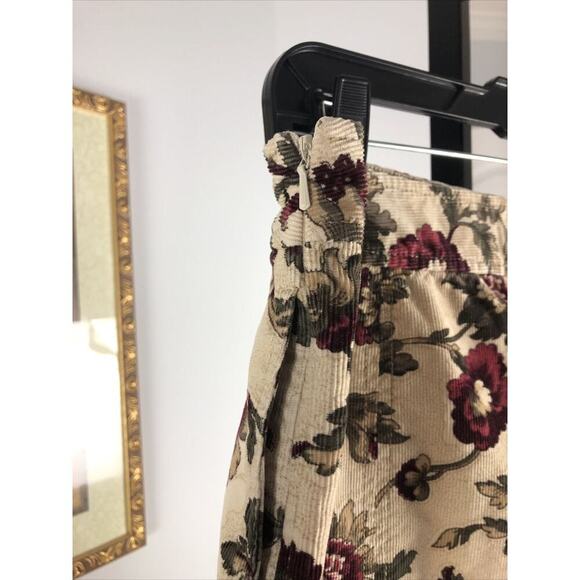 Eddie Bauer Skirt Size 10 Tall Beige Green Corduroy Floral Pencil Pockets Zipper - Picture 4 of 7